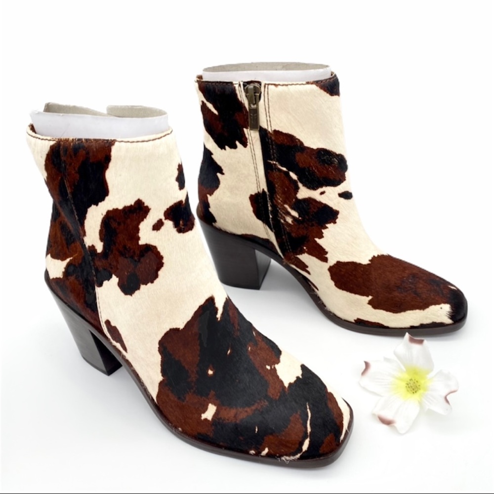❄️HP❄️NIB Frye Cream & Brown Calf Hair Georgia Leather Bootie, 5.5 - Picture 4 of 16